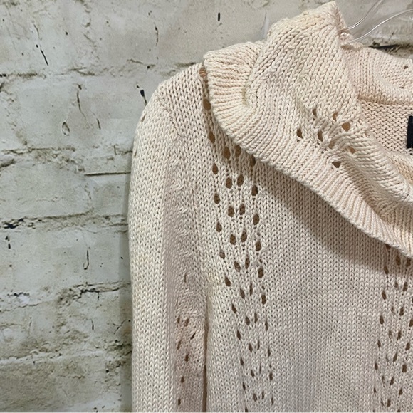 Pure Handknit For Fresh Produce Cream Cotton Cowl Neck Sweater - Picture 2 of 4